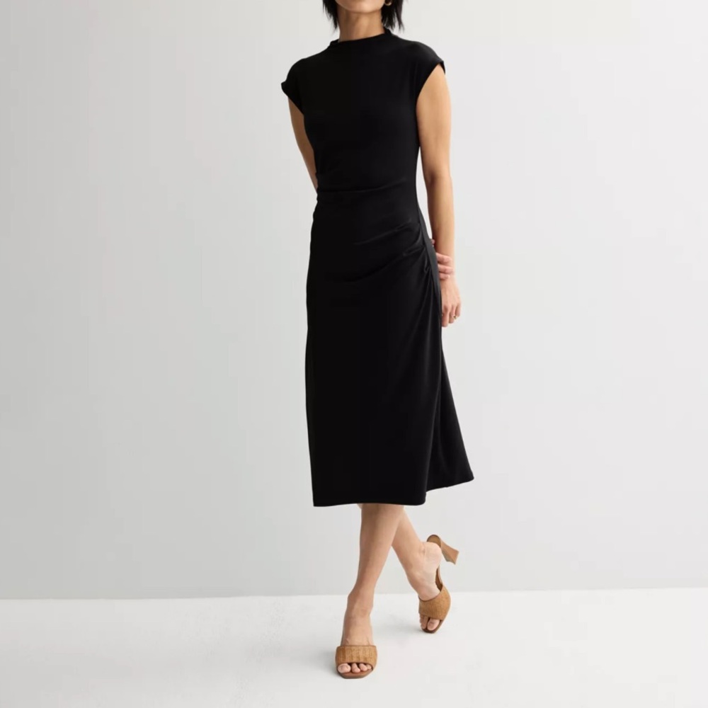 Nine West Black Mock Neck Knit Sleeveless Dress Size Large